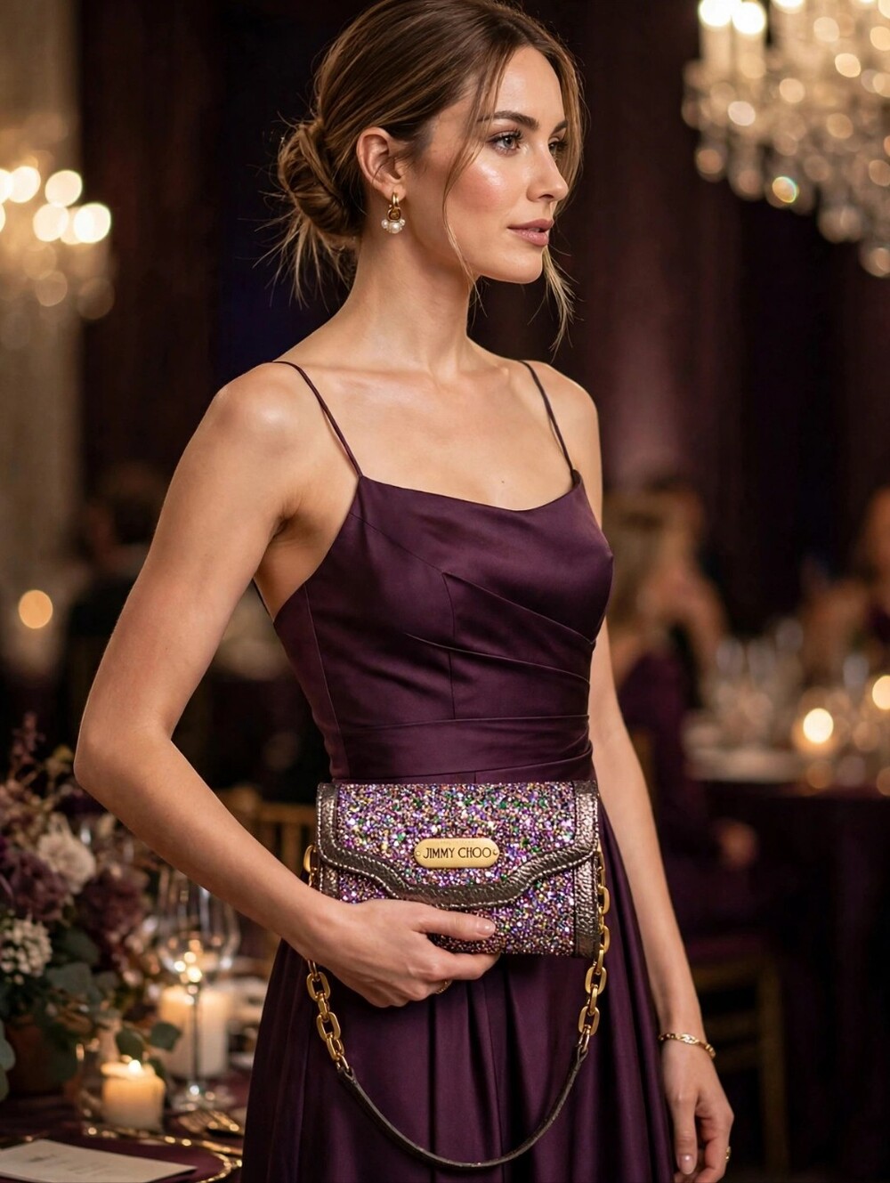 JIMMY CHOO Tilsa Glitter Clutch Wristlet